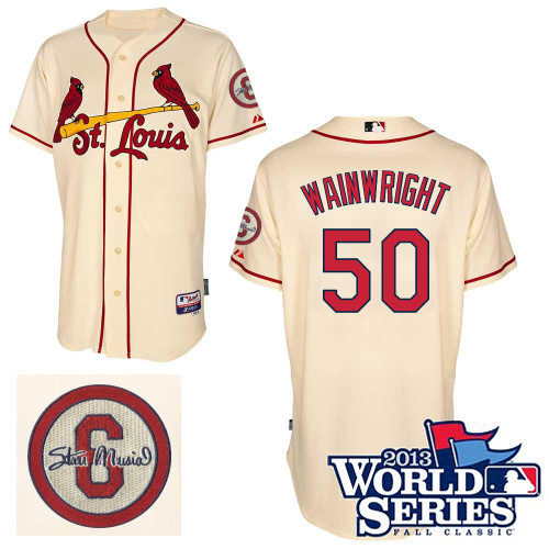 Adam Wainwright #50 mlb Jersey-St Louis Cardinals Women's Authentic Commemorative Musial 2013 World Series Baseball Jersey